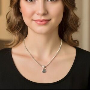 Silpada Retired S0417 & N0048 Bead Ball Chunky Heart Pendant Necklace